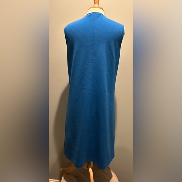 ST. JOHN cobalt blue wool blend sleeveless knit shift dress size 10 - Picture 7 of 14